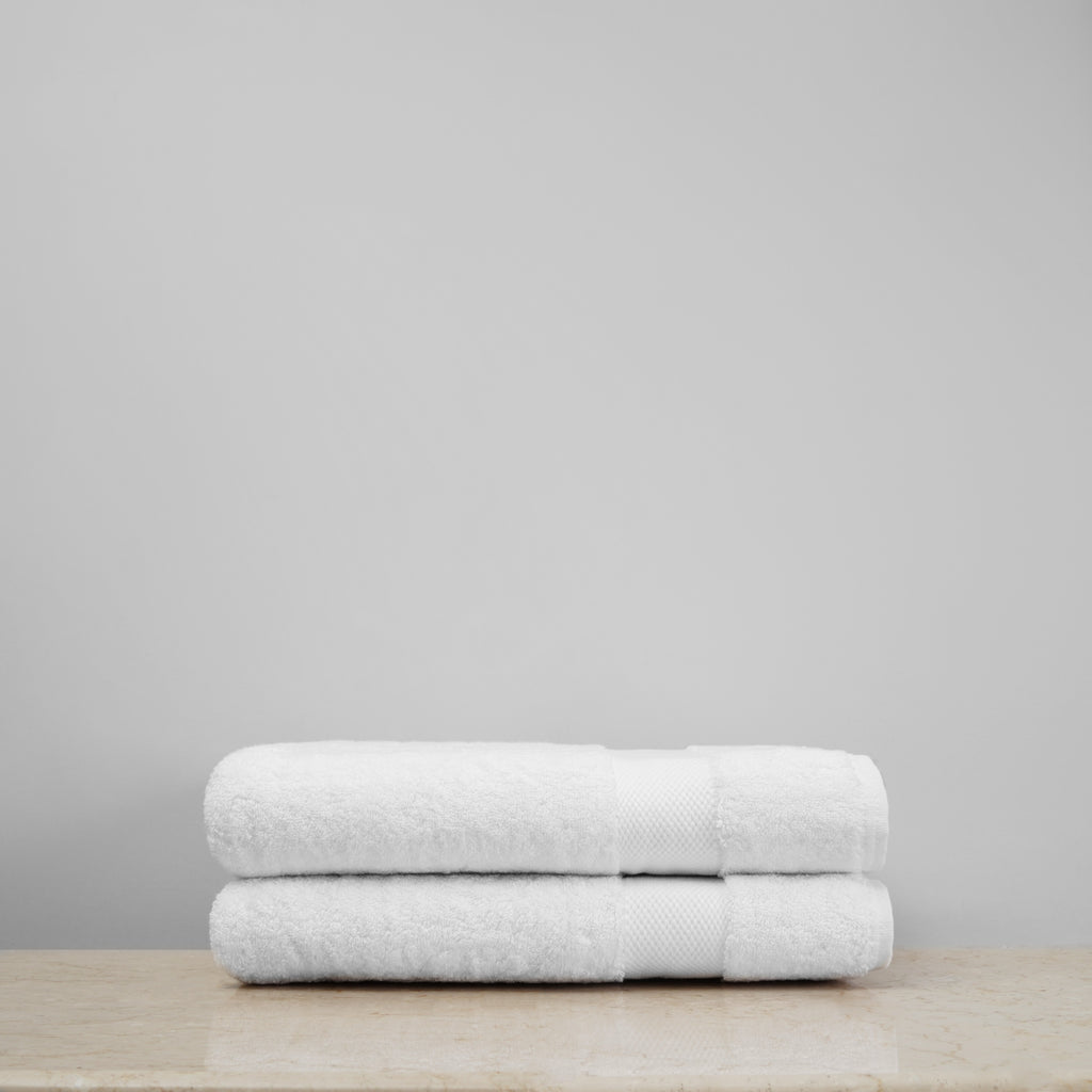 White Plush Bath Towels (Pair) - Slide 1