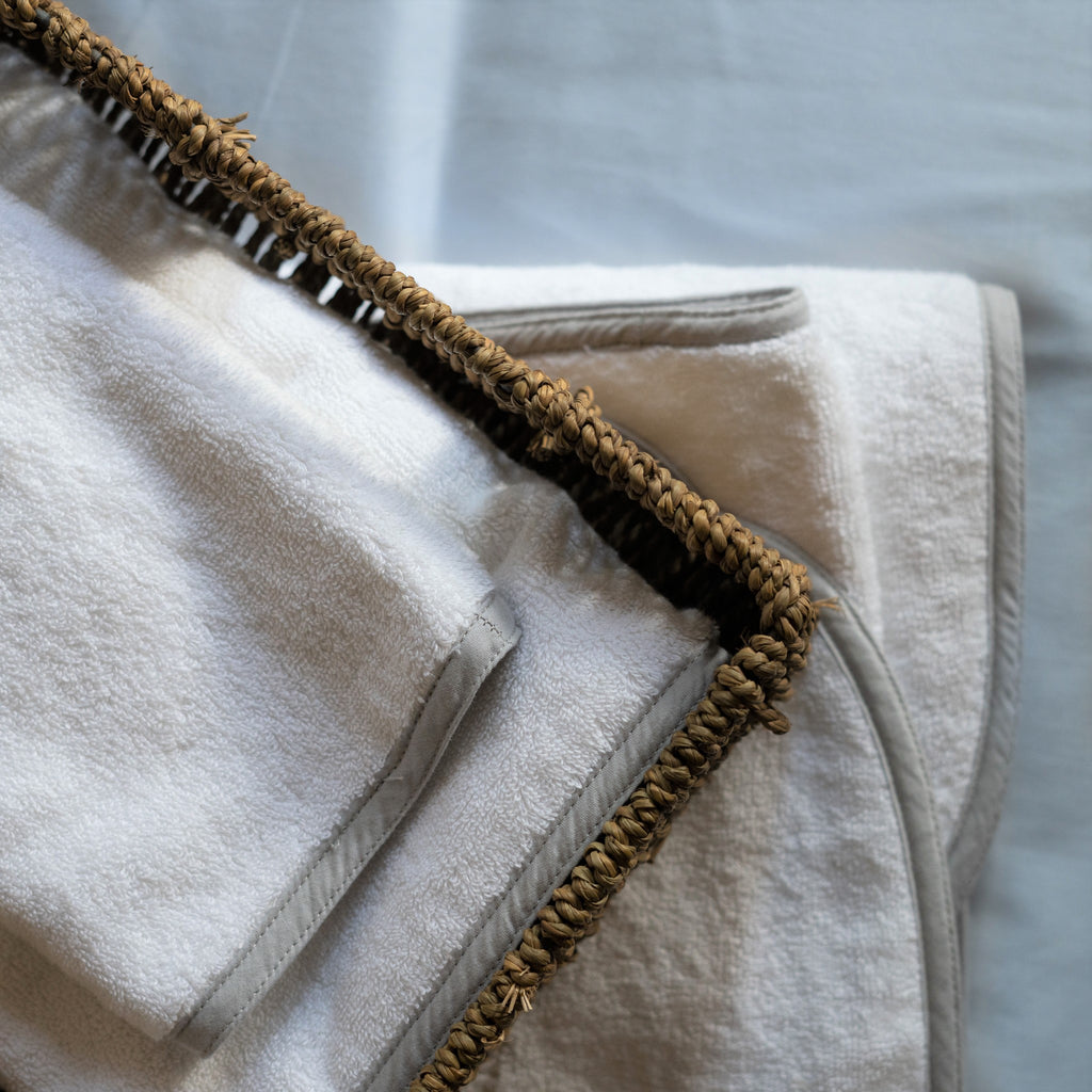 White & Gray Classic Bath Towels (Pair) - Slide 3