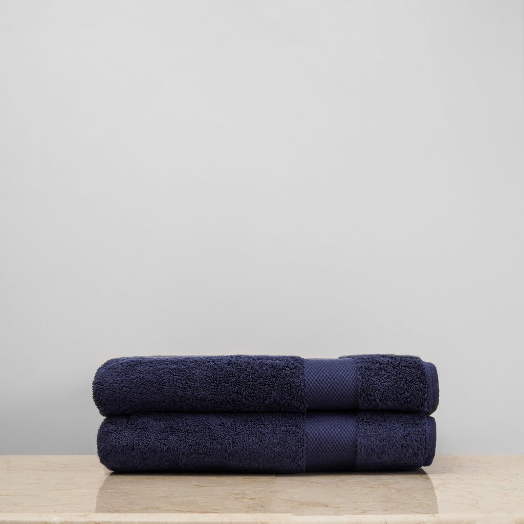 Navy Plush Bath Towels (Pair) - Slide 1
